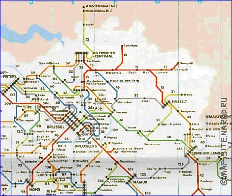 mapa de de estradas Belgica