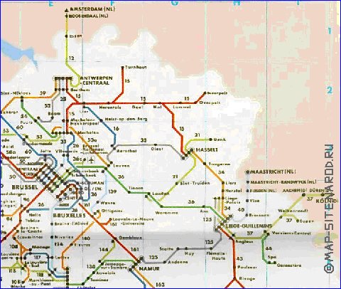 mapa de de estradas Belgica