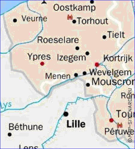 carte de Belgique en anglais