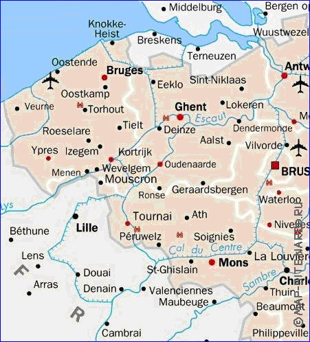 carte de Belgique en anglais