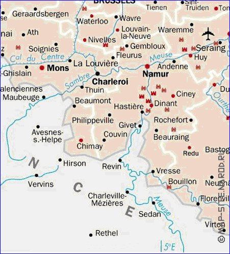 carte de Belgique en anglais