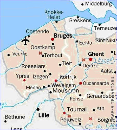 carte de Belgique en anglais