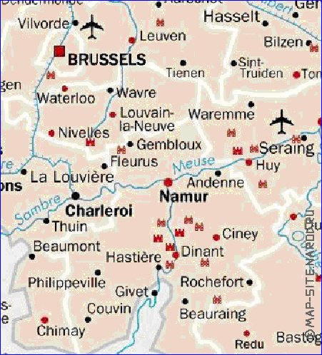 carte de Belgique en anglais