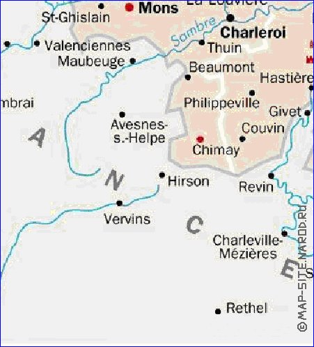 mapa de Belgica em ingles