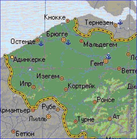 Physique carte de Belgique