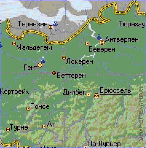 Physique carte de Belgique