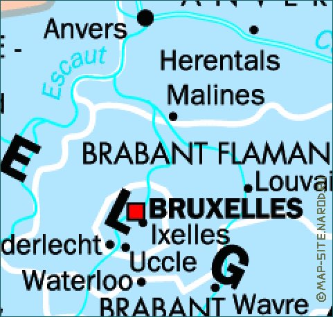 mapa de Belgica em frances