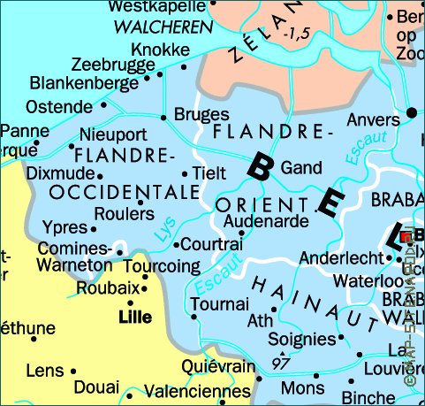 mapa de Belgica em frances