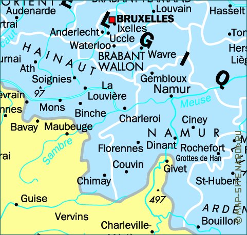 mapa de Belgica em frances