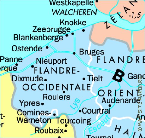 mapa de Belgica em frances