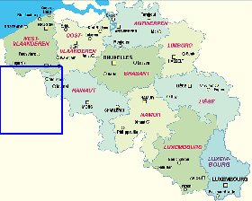 mapa de Belgica em alemao