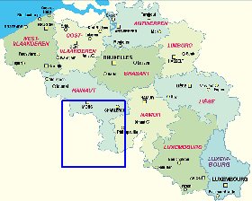 mapa de Belgica em alemao