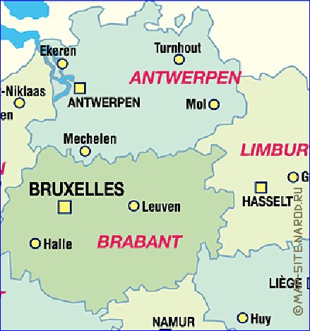 carte de Belgique en allemand