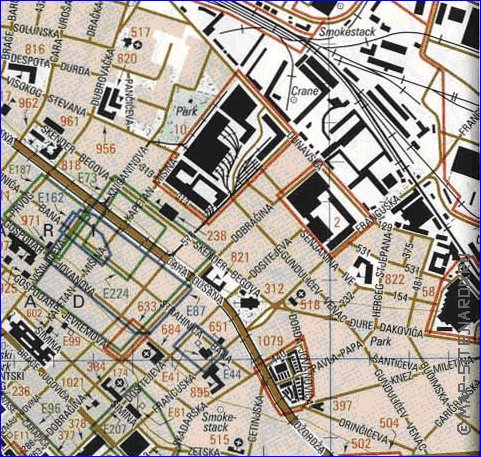 mapa de Belgrado em ingles