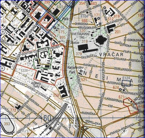 carte de Belgrade en anglais