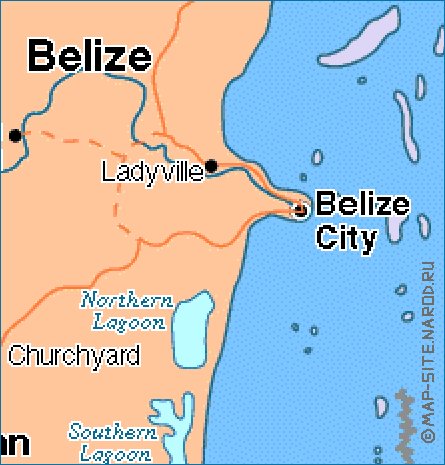 Administratives carte de Belize en anglais