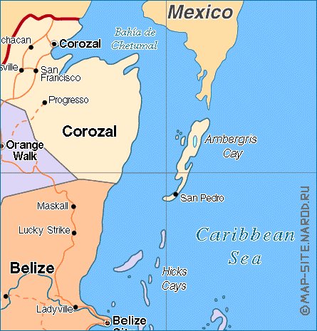 Administratives carte de Belize en anglais