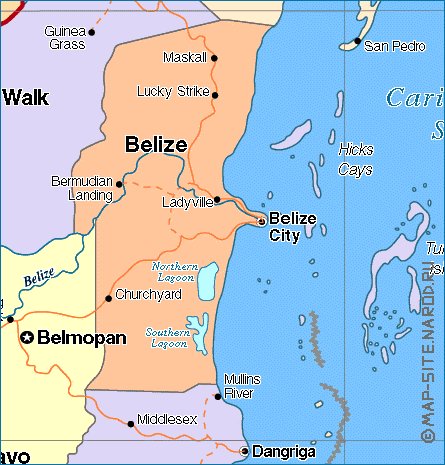 Administratives carte de Belize en anglais