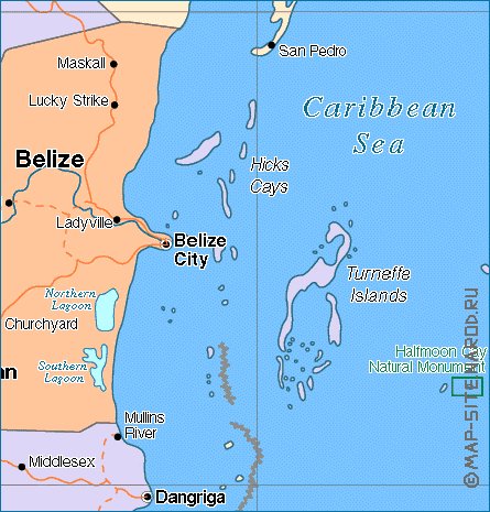 Administratives carte de Belize en anglais