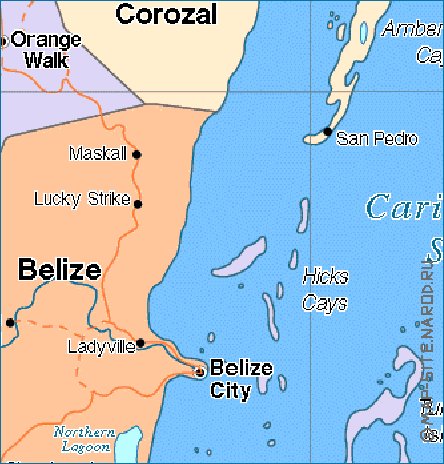 Administratives carte de Belize en anglais