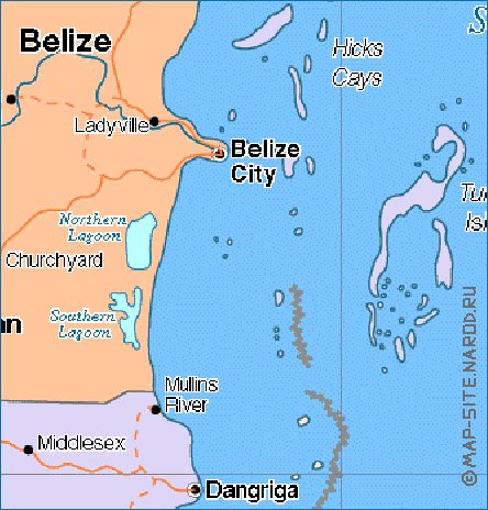 Administratives carte de Belize en anglais