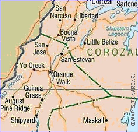 Administrativa mapa de Belize