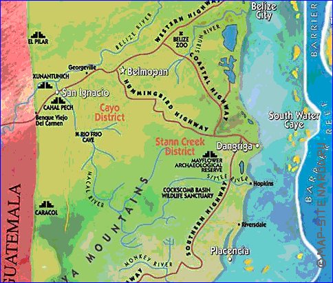 mapa de Belize em ingles