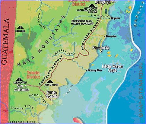 mapa de Belize em ingles