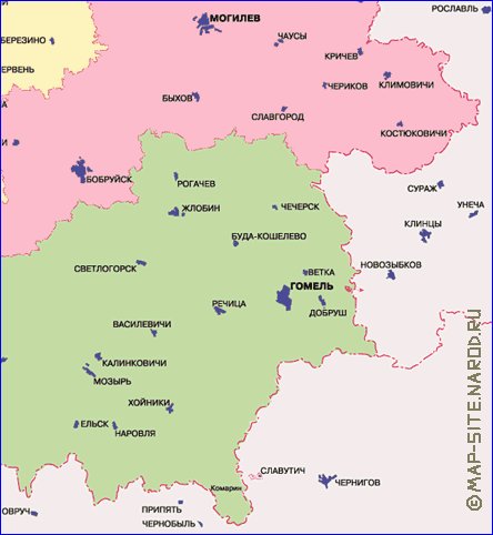 Administrativa mapa de Bielorrussia