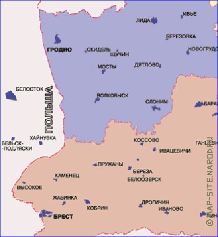 Administratives carte de Bielorussie