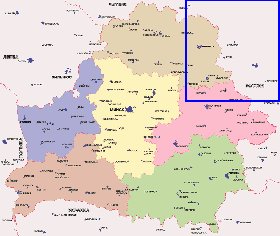 Administratives carte de Bielorussie