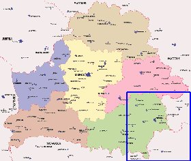 Administratives carte de Bielorussie