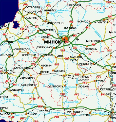 mapa de de estradas Bielorrussia