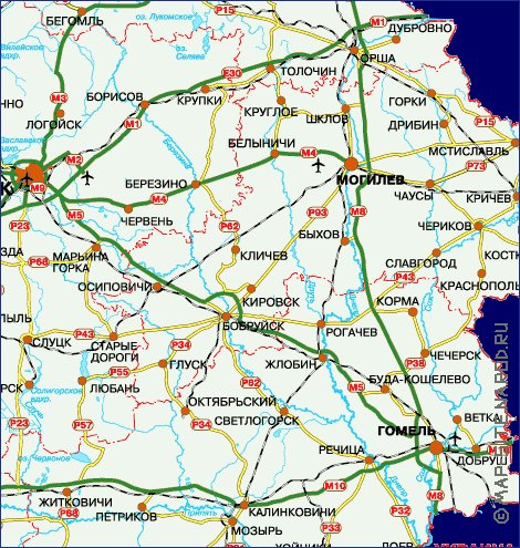 carte de des routes Bielorussie