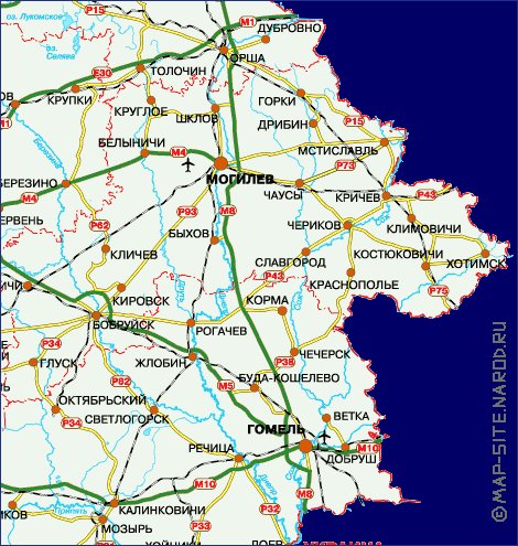 carte de des routes Bielorussie