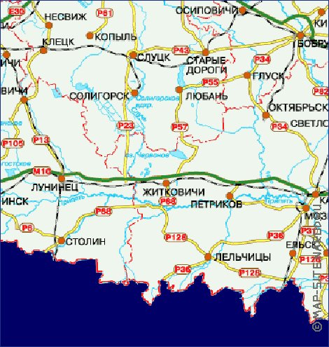 carte de des routes Bielorussie