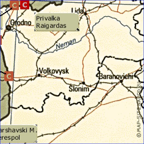 carte de Bielorussie en anglais