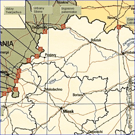 mapa de Bielorrussia em ingles