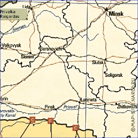 mapa de Bielorrussia em ingles