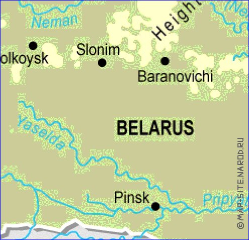 Physique carte de Bielorussie