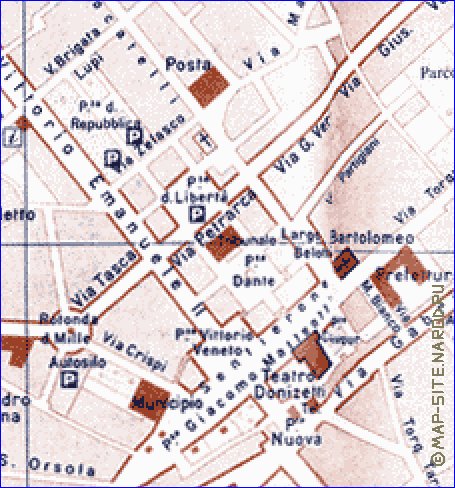 mapa de Bergamo em italiana