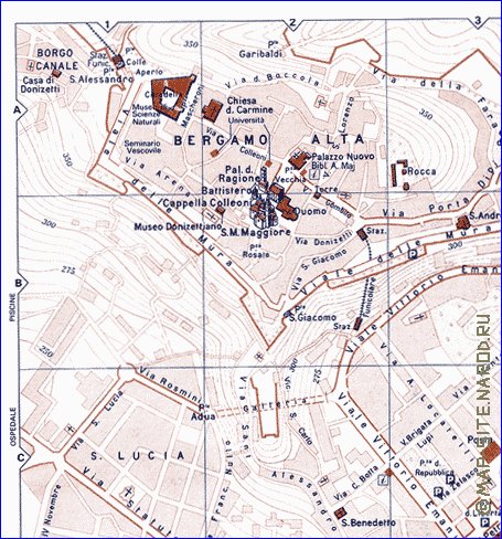 mapa de Bergamo em italiana