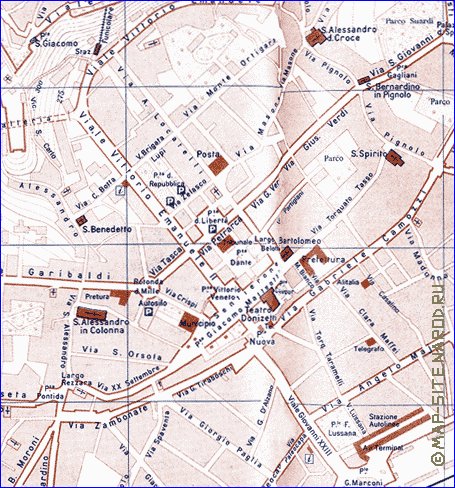 mapa de Bergamo em italiana