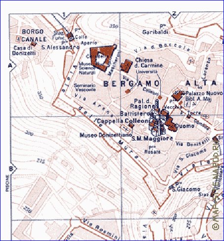 mapa de Bergamo em italiana