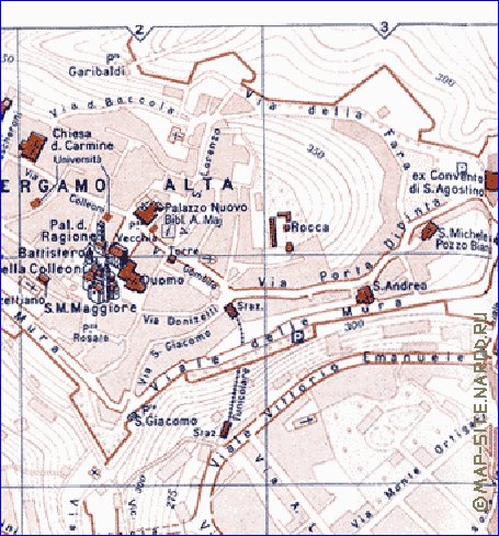 mapa de Bergamo em italiana