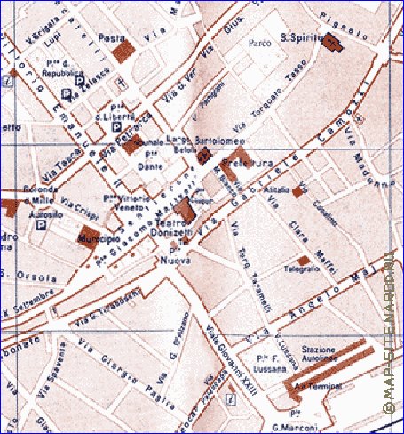 mapa de Bergamo em italiana