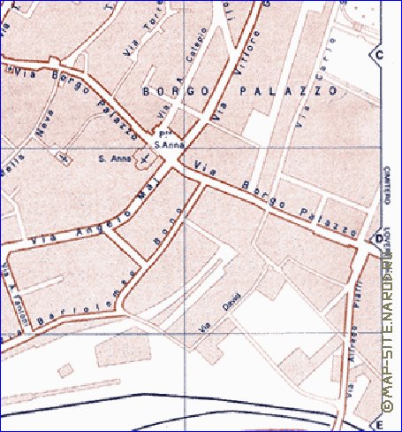 mapa de Bergamo em italiana