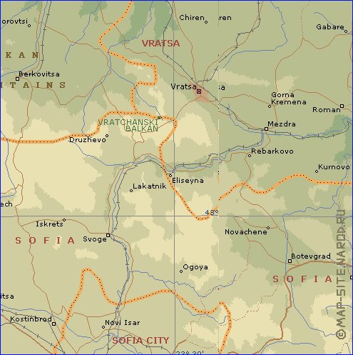 Administrativa mapa de Bulgaria em ingles