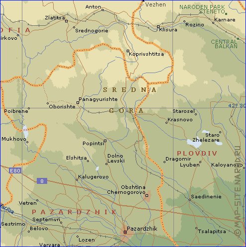 Administratives carte de Bulgarie en anglais