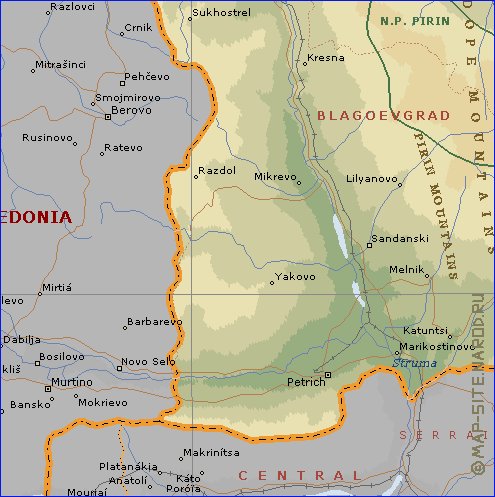 Administrativa mapa de Bulgaria em ingles